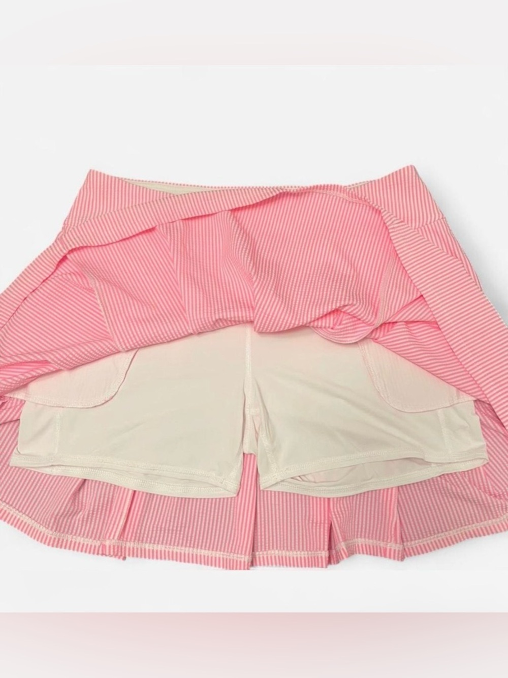 Lilly Pulitzer Luxletic Pink Seersucker Pleated Golf Performance Skirt Size 12 - Picture 4 of 6